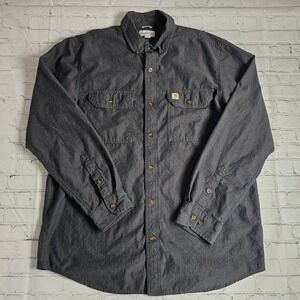 Carhartt Mens Relaxed Fit Long Sleeve Button Down Shirt Charcoal Large